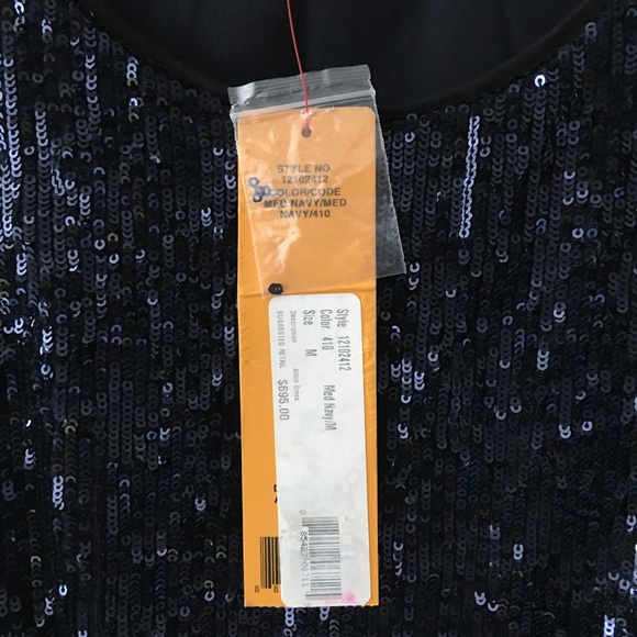 NEW NWT Tory Burch Alton Sequined Belted Navy Sleeveless Party Dress - Picture 8 of 9